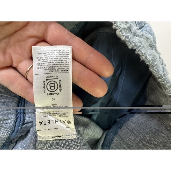 Athleta Cabo Linen Wide Leg Pants in Blue Size 10 - Picture 6 of 10